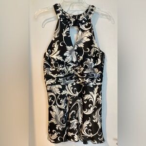 White House Black Market Halter Style Top Tunic Sz 8 Slightly Beaded